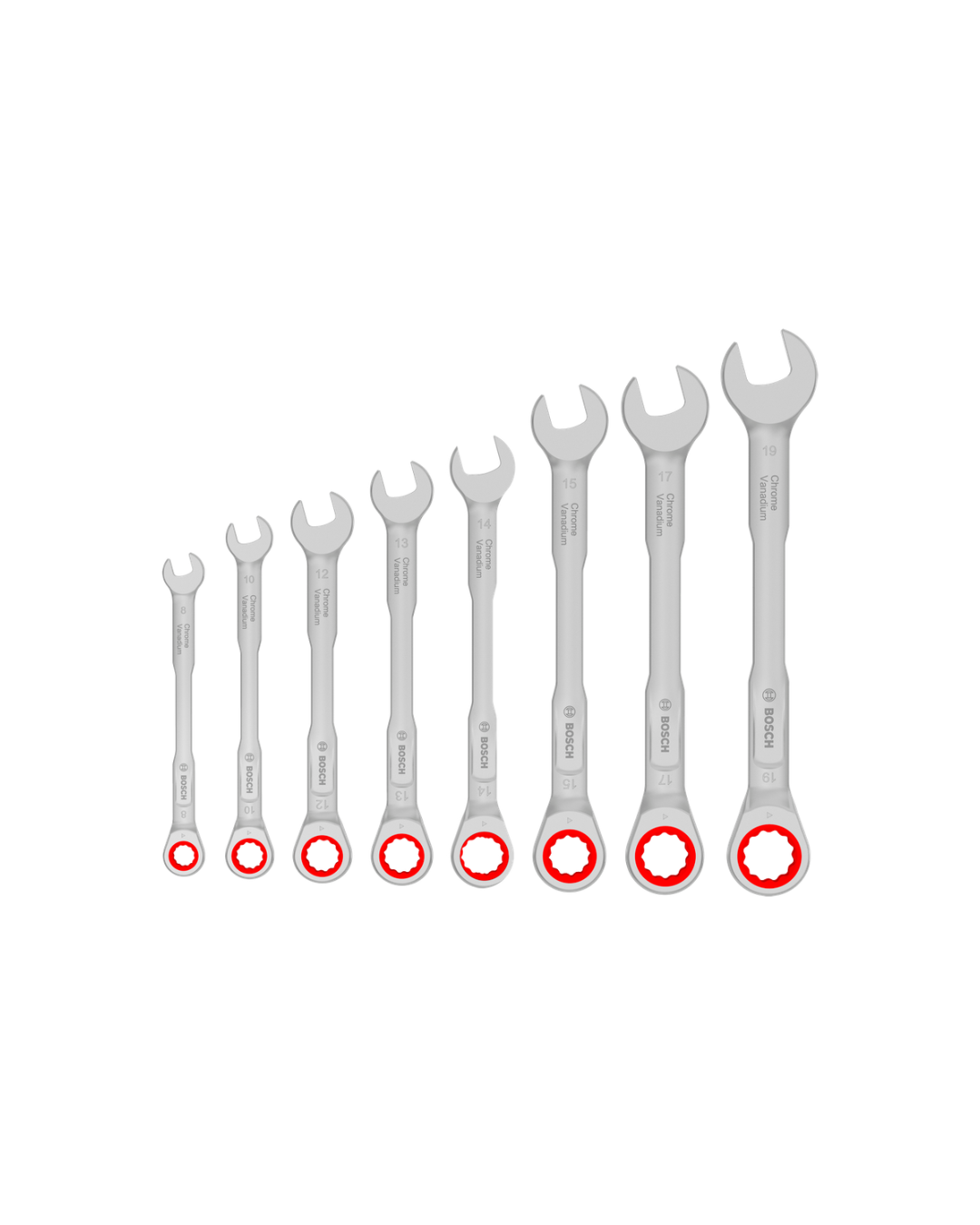 111 Bosch set kombinovanih ključeva sa čegrtaljkom 8-19 mm 8 kom. - 1 600 A03 AG5 - Image 1